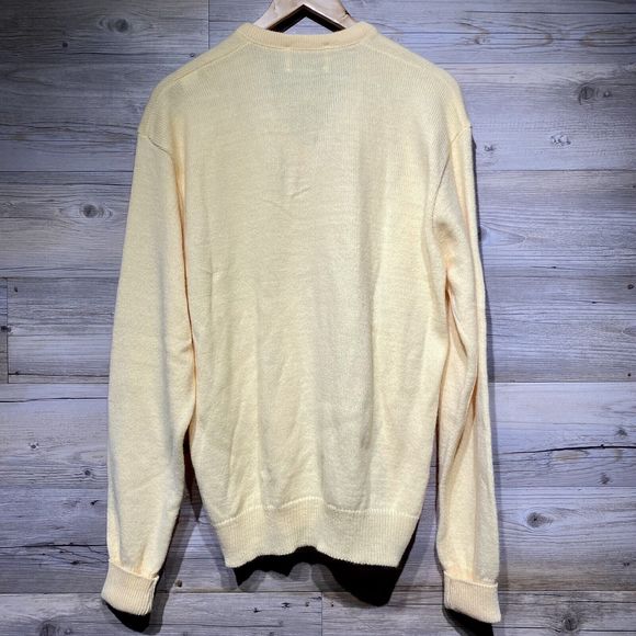 Vintage Jefflon Lord Jeff V-Neck Pullover Sweater Men's XL Yellow Orlon Acrylic - Picture 2 of 8